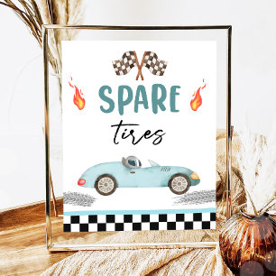 Spare Däck Blue Tävling Car Two Fast Boy Birthday Poster