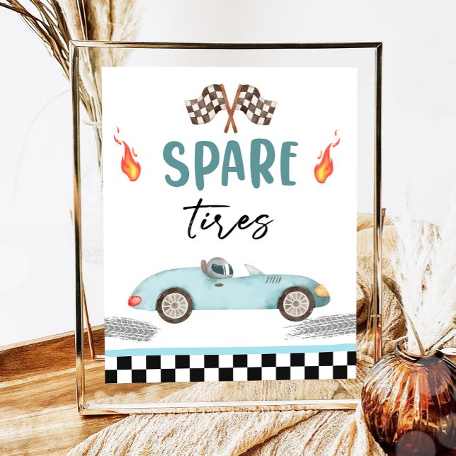 Spare Däck Blue Tävling Car Two Fast Boy Birthday Poster (Skapare uppladdad)