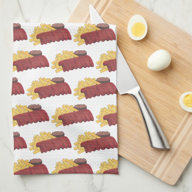 Spare Ribs BBQ Barbecue Barbeque Rib Cookoff Kökshandduk (Vikt i Fjärdedel)