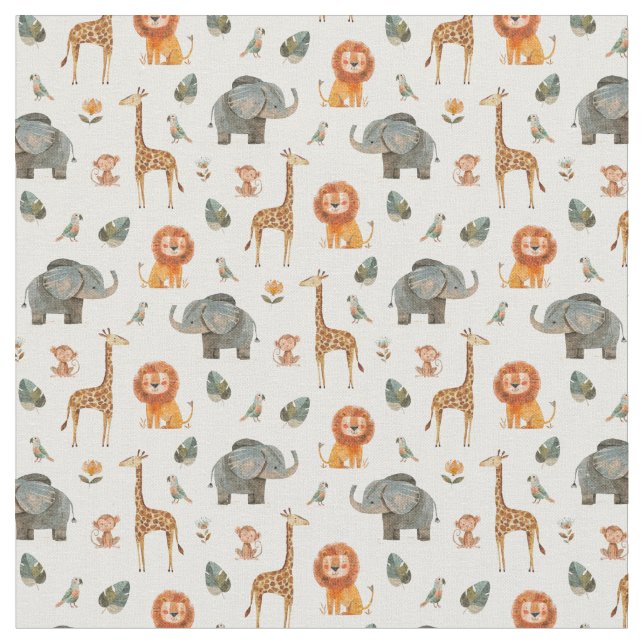 Spårfärgad Safari Animals v.2-tyg Tyg (Närbild)