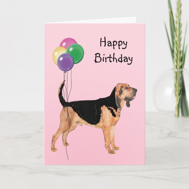 Spårhund födelsedagballonger kort (Framsida)