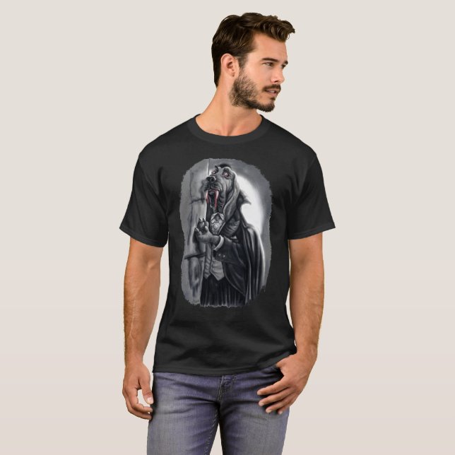 Spårhund för vampyr för räkningsblodhund t-shirt (Hel framsida)