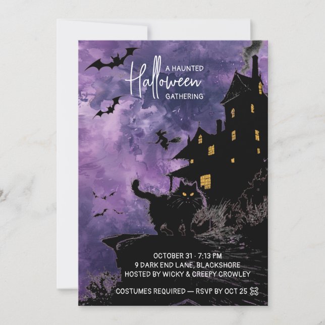 Sparhus Halloween-fest Invitation – Lila Spara Datumet (Framsida)