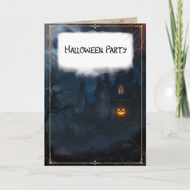 Sparhus och Jack O'Lantern Halloweenfest Inbjudan (Framsida)
