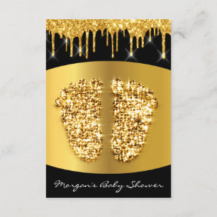 Spark Dricks Black Guld Royal Baby Shower Feet Boy Inbjudningar