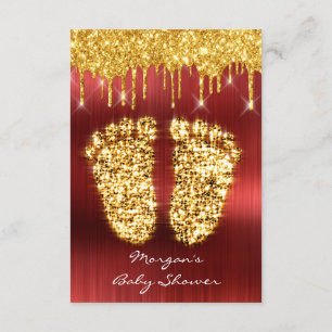 Spark Dricks Guld Royal Red Baby Shower Feet Boy Inbjudningar