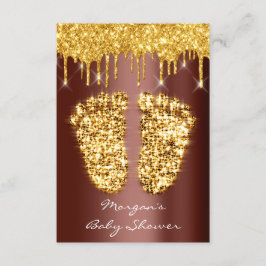 Spark Drives Guld Royal Brown Baby Shower Feet Boy Inbjudningar