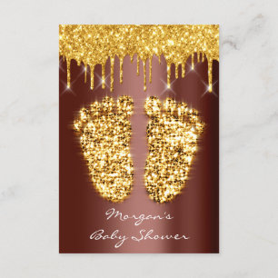 Spark Drives Guld Royal Brown Baby Shower Feet Boy Inbjudningar