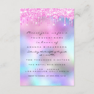 Spark Fuchsia Drips Rosa Drips Bröllop Sweet 16th Inbjudningar