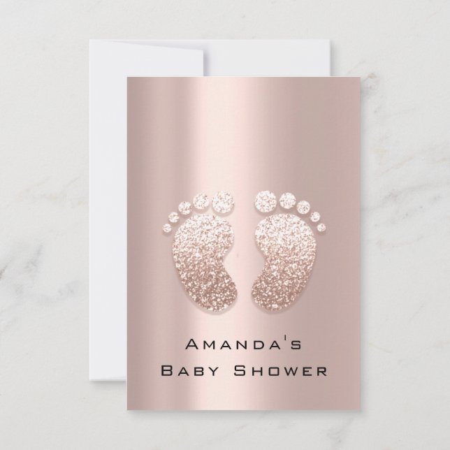 Spark Glitter Baby Shower Feet Ro  Girl Boy Boy Inbjudningar (Baksida)