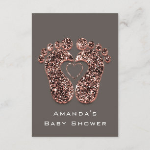 Spark Glitter Baby Shower Feet Ro Grått VIP Inbjudningar