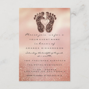Spark Glitter Baby Shower Feet Ro Guld Glam VIP Inbjudningar