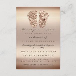 Spark Glitter Baby Shower Feet Ro Guld Skin Inbjudningar