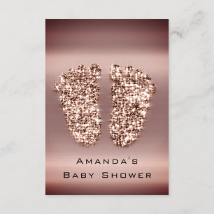 Spark Glitter Baby Shower Feet Ro Guld Smala Inbjudningar