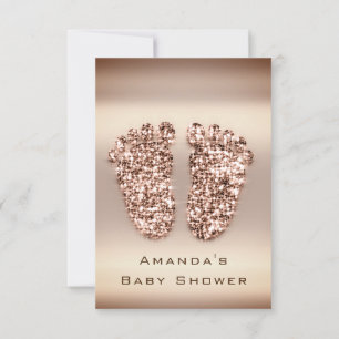 Spark Glitter Baby Shower Feet Ro Guld Smala Inbjudningar