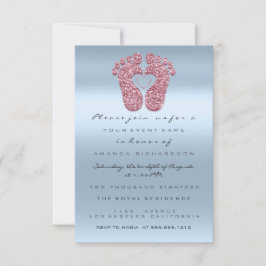 Spark Glitter Baby Shower Feet Ro Rosa Blue VIP Inbjudningar