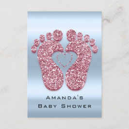 Spark Glitter Baby Shower Feet Ro Rosa Blue VIP Inbjudningar