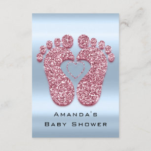 Spark Glitter Baby Shower Feet Ro Rosa Blue VIP Inbjudningar