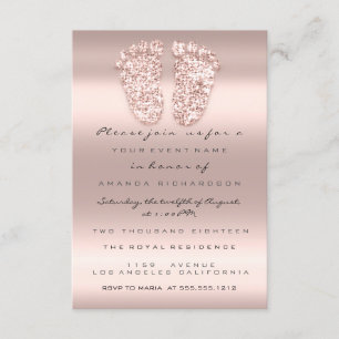 Spark Glitter Baby Shower Feet Ro Rosa Inbjudningar