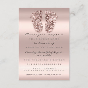 Spark Glitter Baby Shower Feet Ro Rosa VIP Inbjudningar