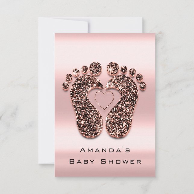 Spark Glitter Baby Shower Feet Ro  Royal Inbjudningar (Baksida)