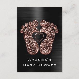 Spark Glitter Baby Shower Feet Ro Skin Black Inbjudningar