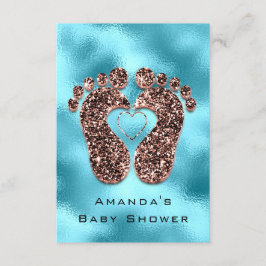 Spark Glitter Baby Shower Feet Ro Skin Blue Inbjudningar
