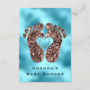 Spark Glitter Baby Shower Feet Ro Skin Blue Inbjudningar