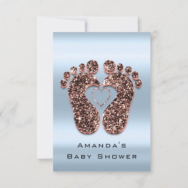 Spark Glitter Baby Shower Feet Ro Skin Blue VIP Inbjudningar (Baksida)