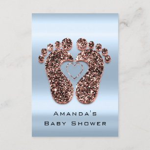 Spark Glitter Baby Shower Feet Ro Skin Blue VIP Inbjudningar