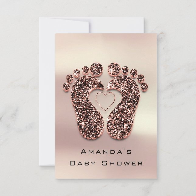 Spark Glitter Baby Shower Feet Ro Skin Modern Inbjudningar (Baksida)