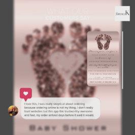 Spark Glitter Baby Shower Feet Ro Skin VIP Inbjudningar