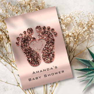 Spark Glitter Baby Shower Feet Ro Skin VIP Inbjudningar