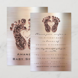 Spark Glitter Baby Shower Feet Ro Smala Lux Inbjudningar