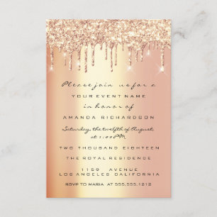 Spark Glitter Drips Coral Guld Möhippa Sweet 16:e Inbjudningar