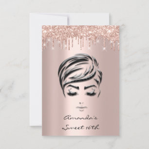 Spark Glitter Drips Ro Guld Sweet 16:e 15:e gir Inbjudningar