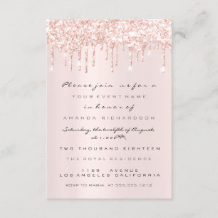 Spark Glitter Drips Rosa Bröllopsrosa Sweet 16th Inbjudningar