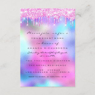 Spark Glitter Drips Rosa Drips Bröllop Sweet 16th Inbjudningar