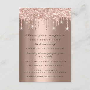 Spark Glitter Drips Rose Gold Bröllop Sweet 16th Inbjudningar