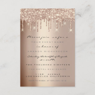 Spark Glitter Drips Rose Gold Bröllop Sweet 16th Inbjudningar