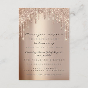 Spark Glitter Drips Rose Lyx Bröllop Sweet 16 Inbjudningar