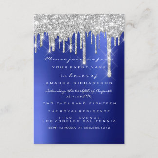 Spark Glitter Drips Silver Navy Möhippa Sweet 16:e Inbjudningar