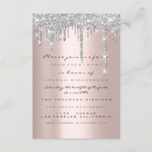 Spark Glitter Drips Silver Ro Möhippa Sweet 16:e Inbjudningar
