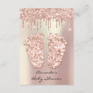 Spark Glitter driver GreyBaby Shower Feet Ro Guld Inbjudningar