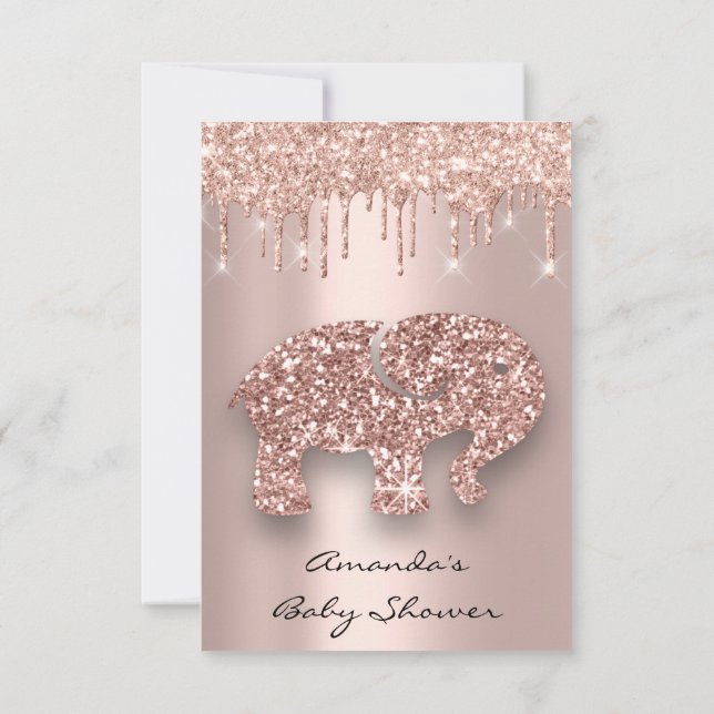 Spark Glitter driver Ro Baby Shower Elephant Inbjudningar (Baksida)