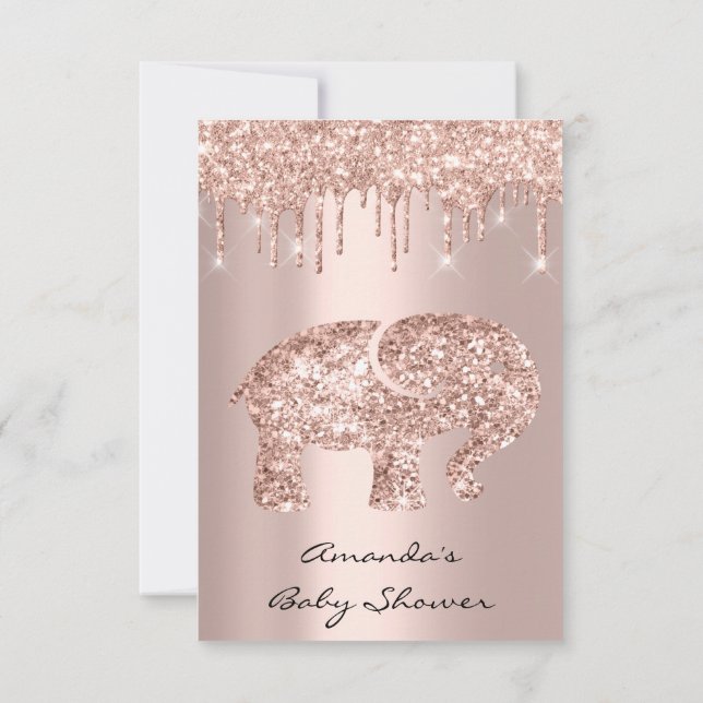 Spark Glitter driver Ro Baby Shower Elephant Inbjudningar (Baksida)