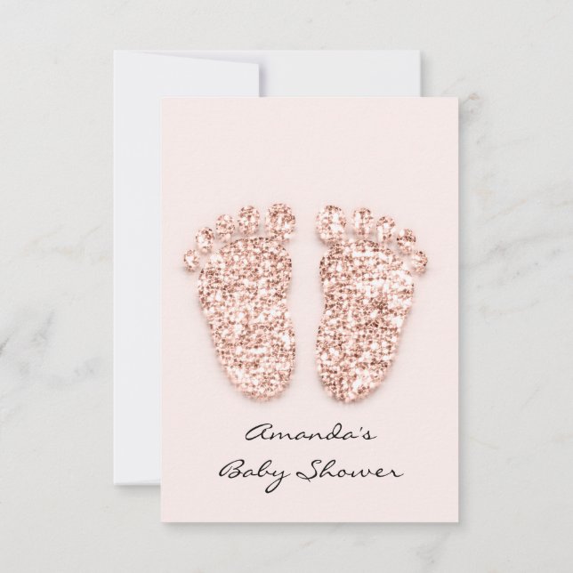 Spark Glitter driver Ro Baby Shower Girl Boy Feet Inbjudningar (Baksida)