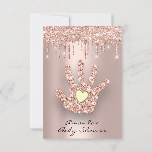 Spark Glitter driver Ro Heart Baby Shower Hand Inbjudningar (Baksida)