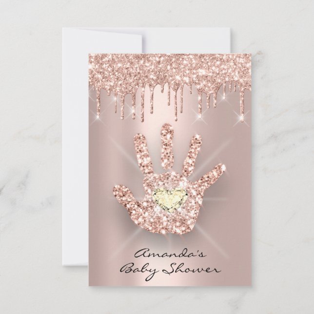 Spark Glitter driver Ro Nyfödd bebis Shower Hand Inbjudningar (Baksida)