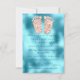 Spark Glitter driver Ro Ocean Baby Shower Feet Inbjudningar